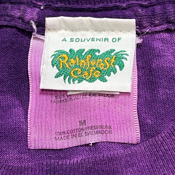 Rainforest Cafe Tree Frog Men's Purple Tie Dye 90s Vintage T Shirt - M - Picture 8 of 12